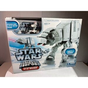 Star Wars Galactic Heroes AT-AT Walker Playset with Driver and Speeder Bike